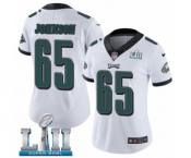 Women's Nike Philadelphia Eagles #65 Lane Johnson White Vapor Untouchable Limited Player Super Bowl LII NFL Jersey