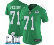 Women's Nike Philadelphia Eagles #71 Jason Peters Limited Green Rush Vapor Untouchable Super Bowl LII NFL Jersey