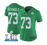 Women's Nike Philadelphia Eagles #73 Isaac Seumalo Limited Green Rush Vapor Untouchable Super Bowl LII NFL Jersey