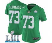 Women's Nike Philadelphia Eagles #73 Isaac Seumalo Limited Green Rush Vapor Untouchable Super Bowl LII NFL Jersey