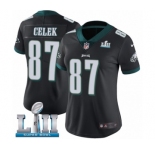 Women's Nike Philadelphia Eagles #87 Brent Celek Black Alternate Vapor Untouchable Limited Player Super Bowl LII NFL Jersey