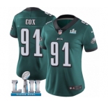 Women's Nike Philadelphia Eagles #91 Fletcher Cox Midnight Green Team Color Vapor Untouchable Limited Player Super Bowl LII NFL Jersey