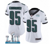 Women's Nike Philadelphia Eagles #95 Mychal Kendricks White Vapor Untouchable Limited Player Super Bowl LII NFL Jersey