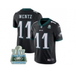 Youth Nike Philadelphia Eagles #11 Carson Wentz Black Alternate Super Bowl LII Champions Stitched NFL Vapor Untouchable Limited Jersey
