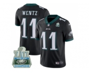 Youth Nike Philadelphia Eagles #11 Carson Wentz Black Alternate Super Bowl LII Champions Stitched NFL Vapor Untouchable Limited Jersey