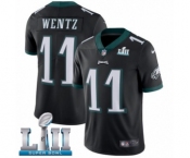 Youth Nike Philadelphia Eagles #11 Carson Wentz Black Alternate Vapor Untouchable Limited Player Super Bowl LII NFL Jersey