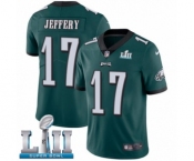 Youth Nike Philadelphia Eagles #17 Alshon Jeffery Midnight Green Team Color Vapor Untouchable Limited Player Super Bowl LII NFL Jersey