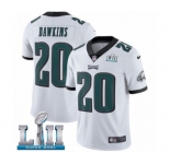 Youth Nike Philadelphia Eagles #20 Brian Dawkins White Vapor Untouchable Limited Player Super Bowl LII NFL Jersey