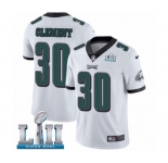 Youth Nike Philadelphia Eagles #30 Corey Clement White Vapor Untouchable Limited Player Super Bowl LII NFL Jersey