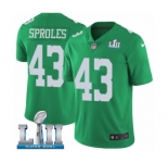Youth Nike Philadelphia Eagles #43 Darren Sproles Limited Green Rush Vapor Untouchable Super Bowl LII NFL Jersey