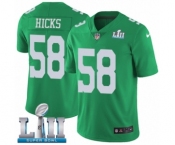 Youth Nike Philadelphia Eagles #58 Jordan Hicks Limited Green Rush Vapor Untouchable Super Bowl LII NFL Jersey