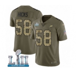 Youth Nike Philadelphia Eagles #58 Jordan Hicks Limited Olive Camo 2017 Salute to Service Super Bowl LII NFL Jersey