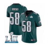 Youth Nike Philadelphia Eagles #58 Jordan Hicks Midnight Green Team Color Vapor Untouchable Limited Player Super Bowl LII NFL Jersey