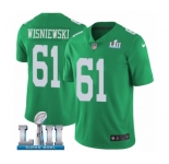 Youth Nike Philadelphia Eagles #61 Stefen Wisniewski Limited Green Rush Vapor Untouchable Super Bowl LII NFL Jersey