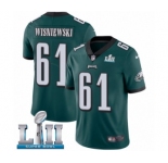 Youth Nike Philadelphia Eagles #61 Stefen Wisniewski Midnight Green Team Color Vapor Untouchable Limited Player Super Bowl LII NFL Jersey
