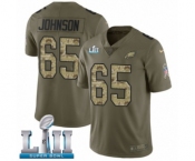 Youth Nike Philadelphia Eagles #65 Lane Johnson Limited Olive Camo 2017 Salute to Service Super Bowl LII NFL Jersey