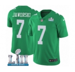 Youth Nike Philadelphia Eagles #7 Ron Jaworski Limited Green Rush Vapor Untouchable Super Bowl LII NFL Jersey