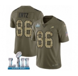 Youth Nike Philadelphia Eagles #86 Zach Ertz Limited Olive Camo 2017 Salute to Service Super Bowl LII NFL Jersey