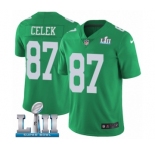 Youth Nike Philadelphia Eagles #87 Brent Celek Limited Green Rush Vapor Untouchable Super Bowl LII NFL Jersey