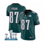 Youth Nike Philadelphia Eagles #87 Brent Celek Midnight Green Team Color Vapor Untouchable Limited Player Super Bowl LII NFL Jersey
