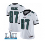 Youth Nike Philadelphia Eagles #87 Brent Celek White Vapor Untouchable Limited Player Super Bowl LII NFL Jersey