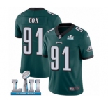 Youth Nike Philadelphia Eagles #91 Fletcher Cox Midnight Green Team Color Vapor Untouchable Limited Player Super Bowl LII NFL Jersey