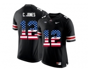 2016 US Flag Fashion Ohio State Buckeyes C.Jones #12 College Football Limited Jersey - Black