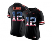 2016 US Flag Fashion Ohio State Buckeyes C.Jones #12 College Football Limited Jersey - Blackout