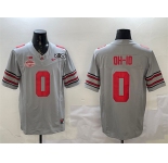 Men's Ohio State Buckeyes #0 OH-IO Grey 2025 CFP Final With National Champions Patch F.U.S.E. Vapor Limited Stitched Football Jersey