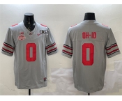 Men's Ohio State Buckeyes #0 OH-IO Grey 2025 CFP Final With National Champions Patch F.U.S.E. Vapor Limited Stitched Football Jersey