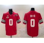 Men's Ohio State Buckeyes #0 OH-IO Red 2025 CFP Final With National Champions Patch F.U.S.E. Vapor Limited Stitched Football Jersey