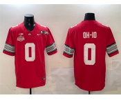 Men's Ohio State Buckeyes #0 OH-IO Red 2025 CFP Final With National Champions Patch F.U.S.E. Vapor Limited Stitched Football Jersey