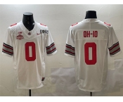 Men's Ohio State Buckeyes #0 OH-IO White 2025 CFP Final With National Champions Patch F.U.S.E. Vapor Limited Stitched Football Jersey