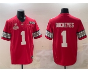 Men's Ohio State Buckeyes #1 Buckeyes Red 2025 CFP Final With National Champions Patch F.U.S.E. Vapor Limited Stitched Football Jersey