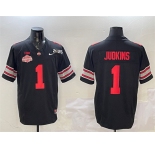 Men's Ohio State Buckeyes #1 Quinshon Judkins Black 2025 CFP Final With National Champions Patch F.U.S.E. Vapor Limited Stitched Football Jersey