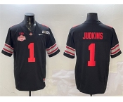 Men's Ohio State Buckeyes #1 Quinshon Judkins Black 2025 CFP Final With National Champions Patch F.U.S.E. Vapor Limited Stitched Football Jersey