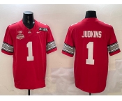 Men's Ohio State Buckeyes #1 Quinshon Judkins Red 2025 CFP Final With National Champions Patch F.U.S.E. Vapor Limited Stitched Football Jersey
