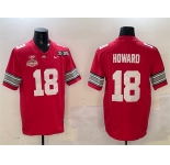 Men's Ohio State Buckeyes #18 Will Howard Red 2025 CFP Final With National Champions Patch F.U.S.E. Vapor Limited Stitched Football Jersey