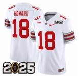 Men's Ohio State Buckeyes #18 Will Howard White 2025 CFP Final Patch F.U.S.E. Vapor Limited Stitched Football Jersey