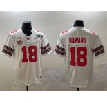 Men's Ohio State Buckeyes #18 Will Howard White 2025 CFP Final With National Champions Patch F.U.S.E. Vapor Limited Stitched Football Jersey