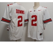 Men's Ohio State Buckeyes #2 Caleb Downs White FUSE College Football Jersey