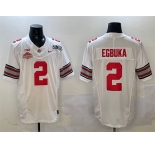 Men's Ohio State Buckeyes #2 Emeka Egbuka White 2025 CFP Final With National Champions Patch F.U.S.E. Vapor Limited Stitched Football Jersey