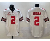 Men's Ohio State Buckeyes #2 Emeka Egbuka White 2025 CFP Final With National Champions Patch F.U.S.E. Vapor Limited Stitched Football Jersey