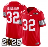 Men's Ohio State Buckeyes #32 TreVeyon Henderson Red 2025 CFP Final Patch F.U.S.E. Vapor Limited Stitched Football Jersey