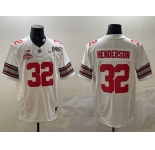 Men's Ohio State Buckeyes #32 TreVeyon Henderson White 2025 CFP Final With National Champions Patch F.U.S.E. Vapor Limited Stitched Football Jersey
