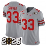 Men's Ohio State Buckeyes #33 Jack Sawyer Grey 2025 CFP Final Patch F.U.S.E. Vapor Limited Stitched Football Jersey