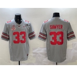 Men's Ohio State Buckeyes #33 Jack Sawyer Grey 2025 CFP Final With National Champions Patch F.U.S.E. Vapor Limited Stitched Football Jersey