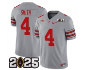 Men's Ohio State Buckeyes #4 Jeremiah Smith Grey 2025 CFP Final Patch F.U.S.E. Vapor Limited Stitched Football Jersey