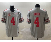 Men's Ohio State Buckeyes #4 Jeremiah Smith Grey 2025 CFP Final With National Champions Patch F.U.S.E. Vapor Limited Stitched Football Jersey