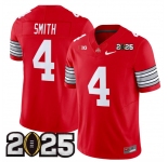 Men's Ohio State Buckeyes #4 Jeremiah Smith Red 2025 CFP Final Patch F.U.S.E. Vapor Limited Stitched Football Jersey